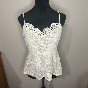 june & hudson Lace Cream Spaghetti Strap Tank Top